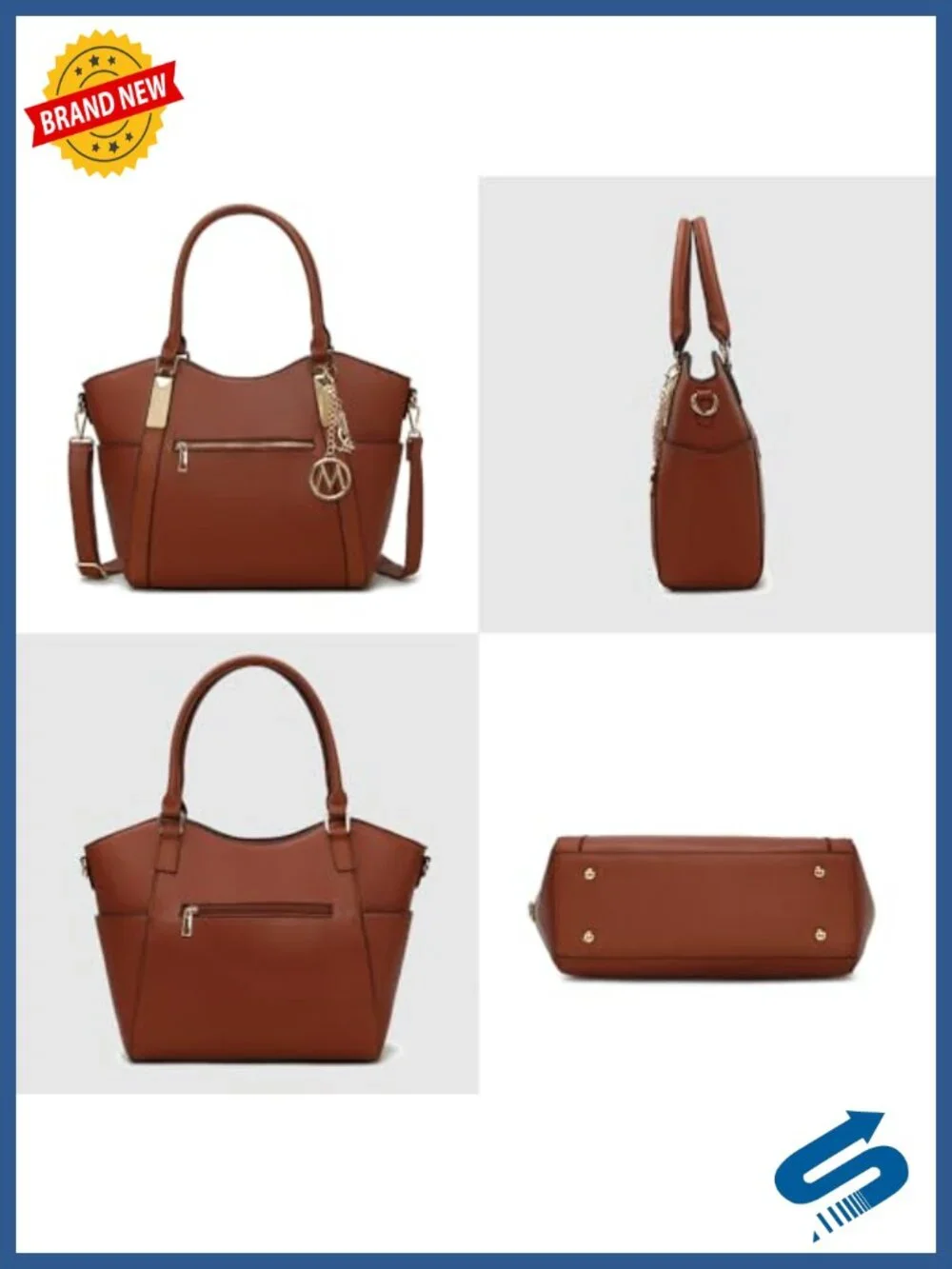 Large Vegan Leather Tote Bag with Top Zip Closure – Spacious Shoulder &